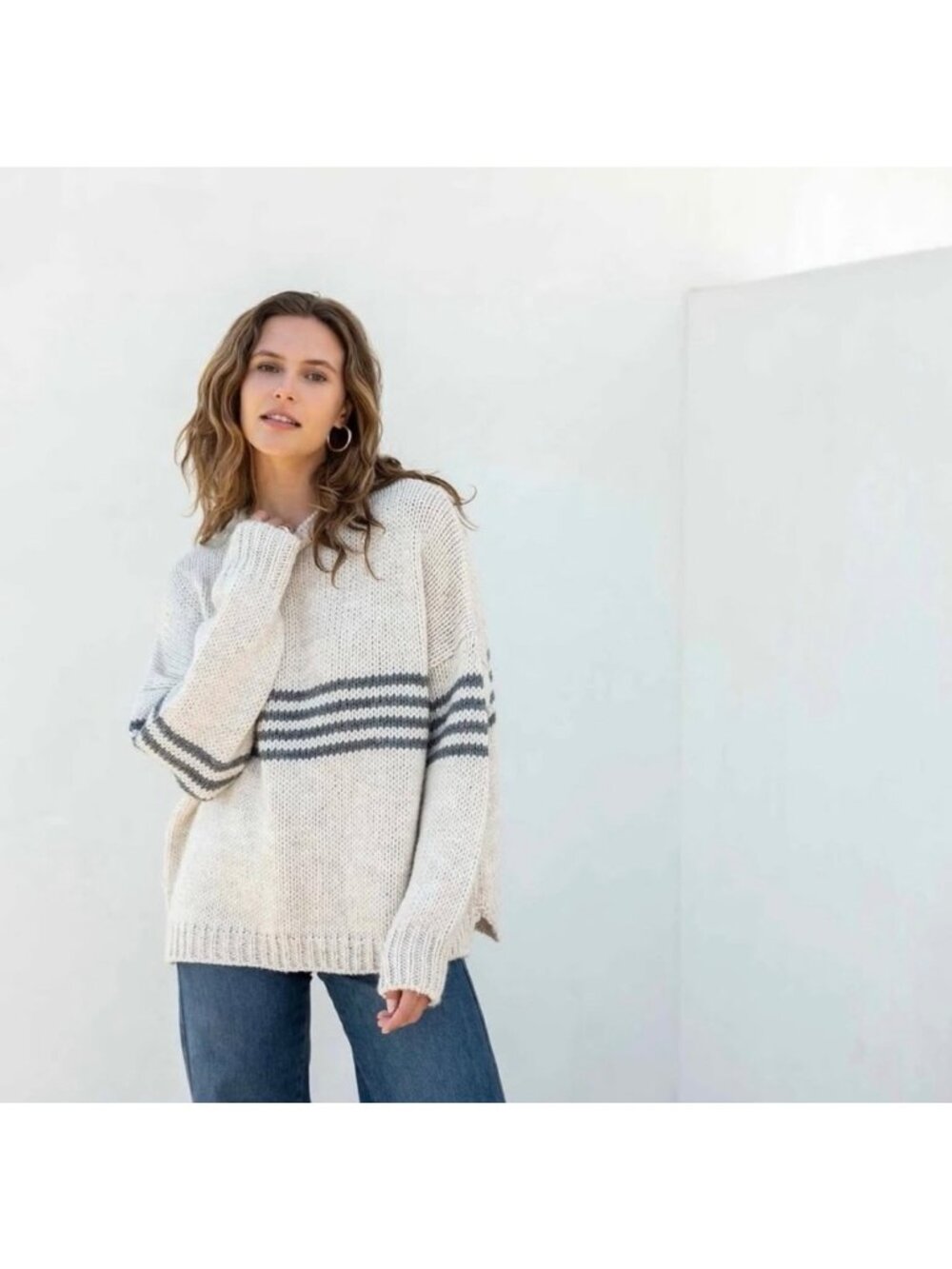 MerSea Seacoast Stripe Sweater Salty Stripe Crewneck One Size Women's
